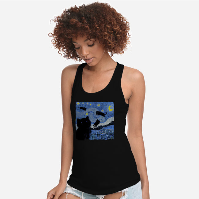 The Starry Cat Night-womens racerback tank-tobefonseca