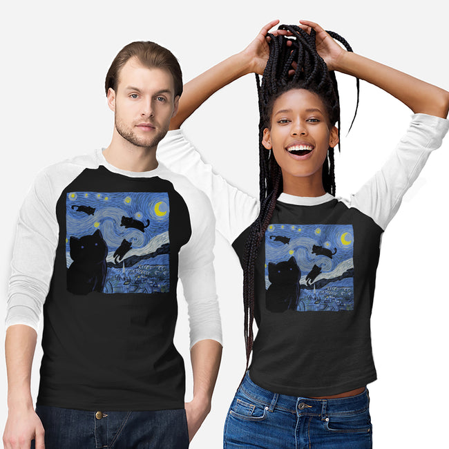 The Starry Cat Night-unisex baseball tee-tobefonseca