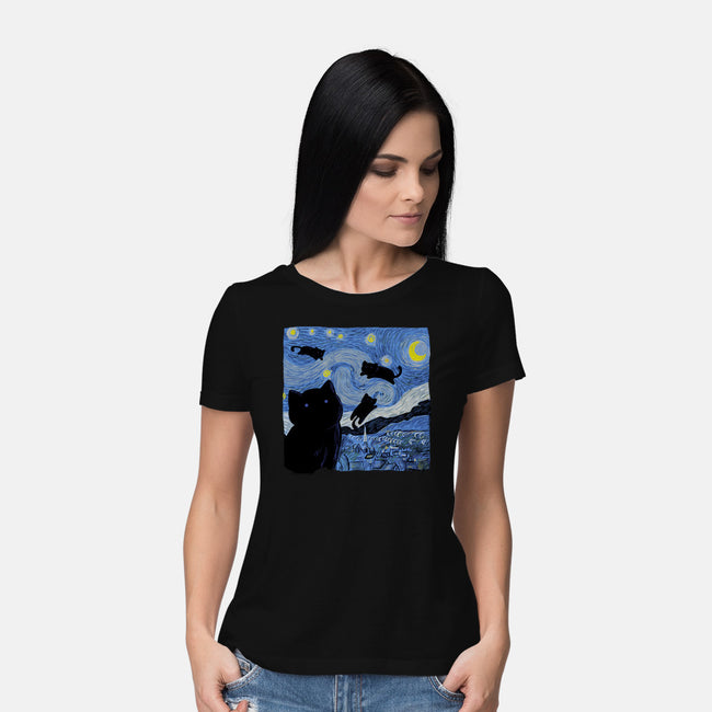 The Starry Cat Night-womens basic tee-tobefonseca