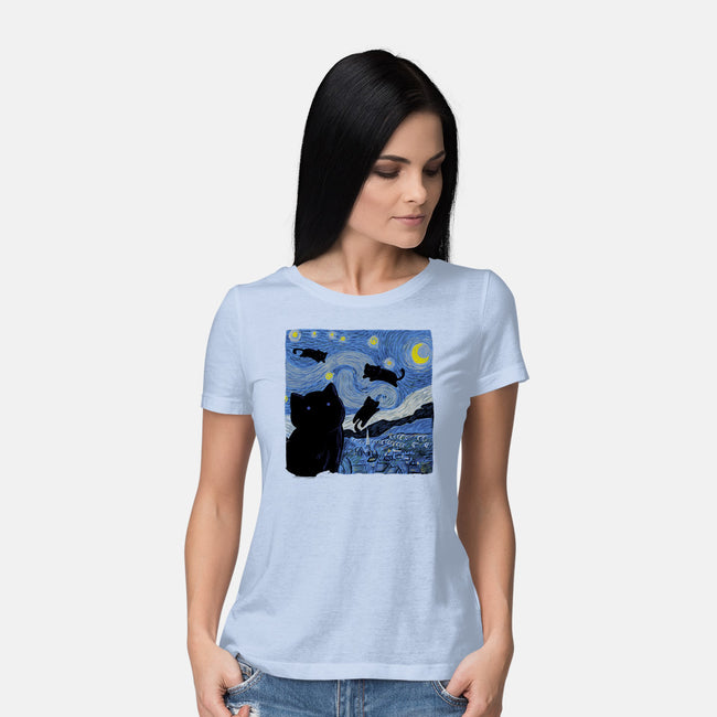 The Starry Cat Night-womens basic tee-tobefonseca