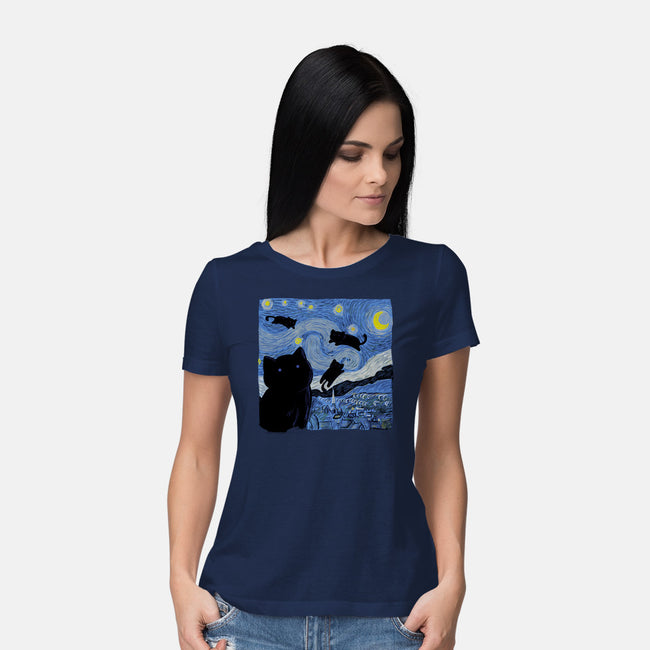 The Starry Cat Night-womens basic tee-tobefonseca