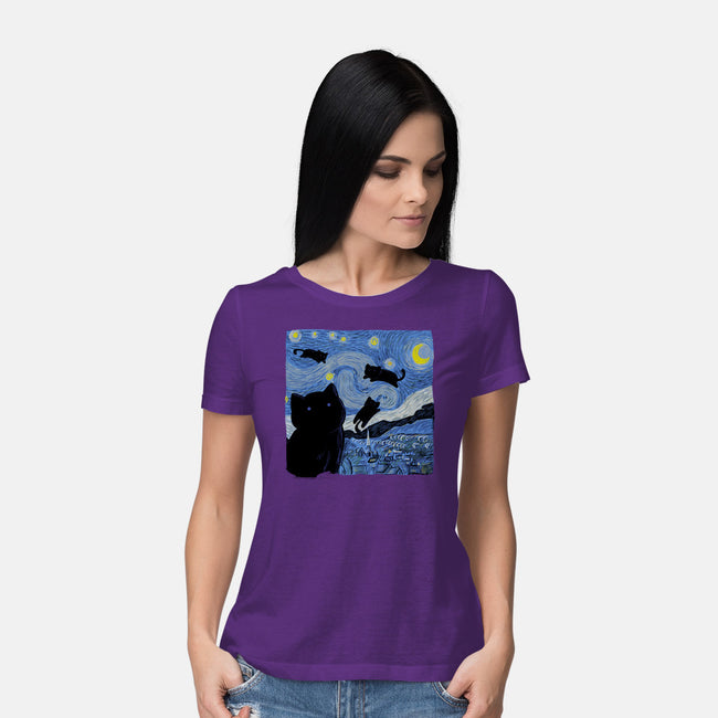 The Starry Cat Night-womens basic tee-tobefonseca