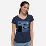The Starry Cat Night-womens v-neck tee-tobefonseca