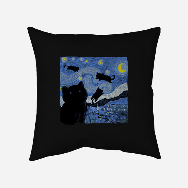 The Starry Cat Night-none removable cover w insert throw pillow-tobefonseca