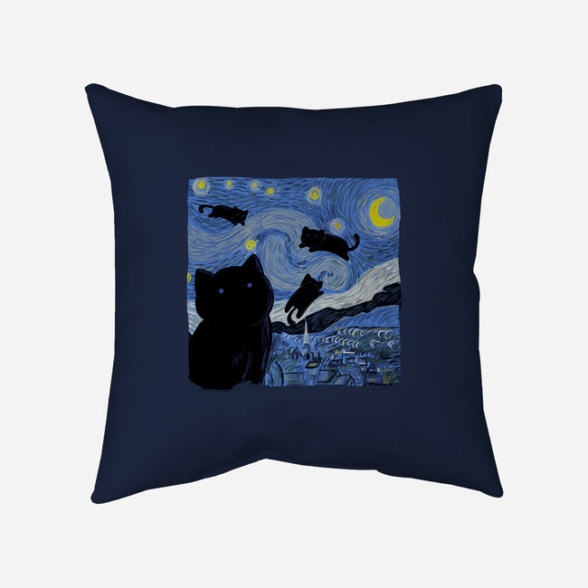 The Starry Cat Night-none removable cover w insert throw pillow-tobefonseca