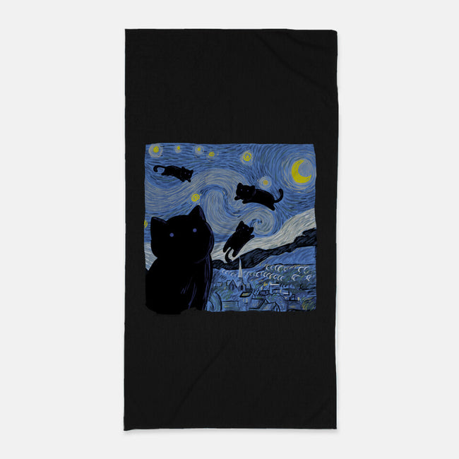 The Starry Cat Night-none beach towel-tobefonseca