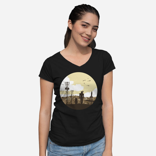 Nuclear Walk-womens v-neck tee-Astoumix