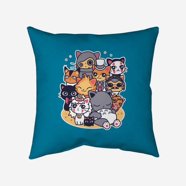 Miyazaki Cats-none removable cover w insert throw pillow-Domii