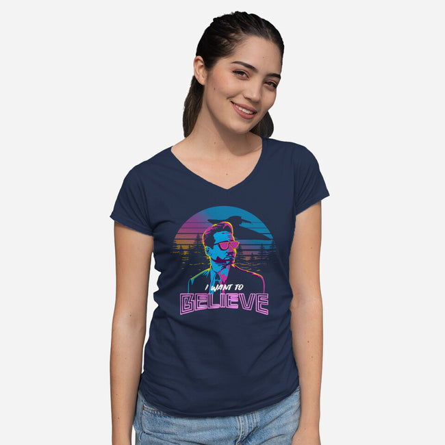 Mulder Believes-womens v-neck tee-Feilan