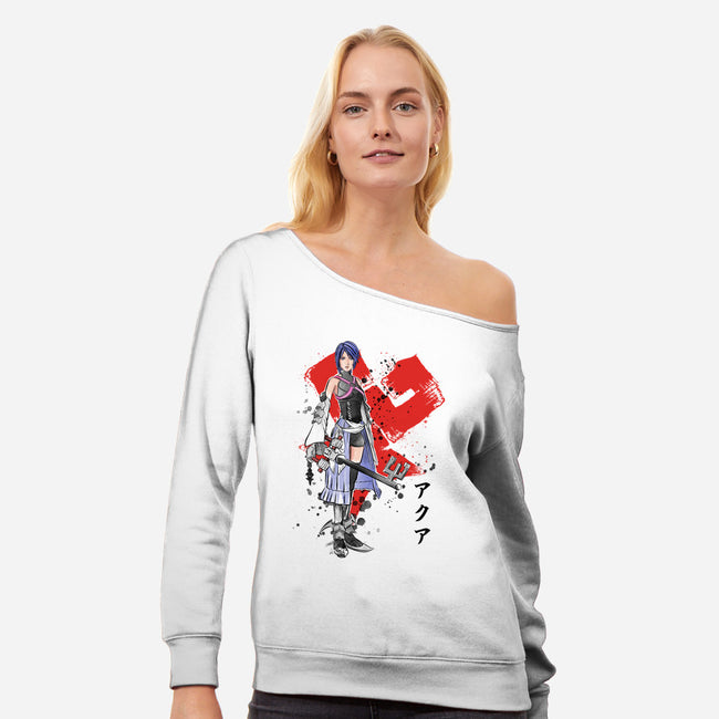 Keyblade Master Aqua-womens off shoulder sweatshirt-DrMonekers