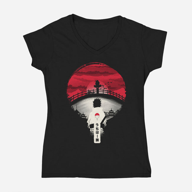 Uchiha Night-womens v-neck tee-dandingeroz