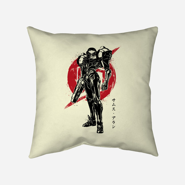 Galactic Bounty Hunter Sumi-E-none removable cover throw pillow-DrMonekers