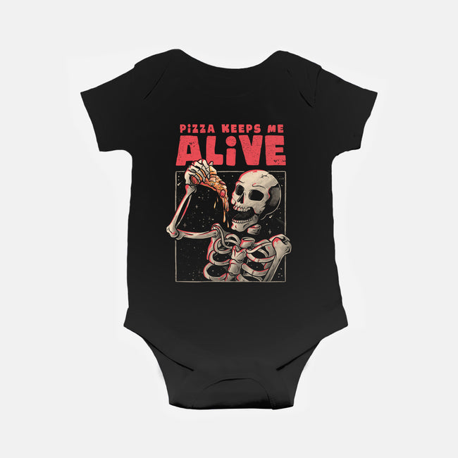 Pizza Keeps Me Alive-baby basic onesie-eduely