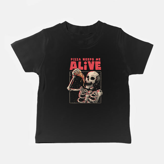 Pizza Keeps Me Alive-baby basic tee-eduely