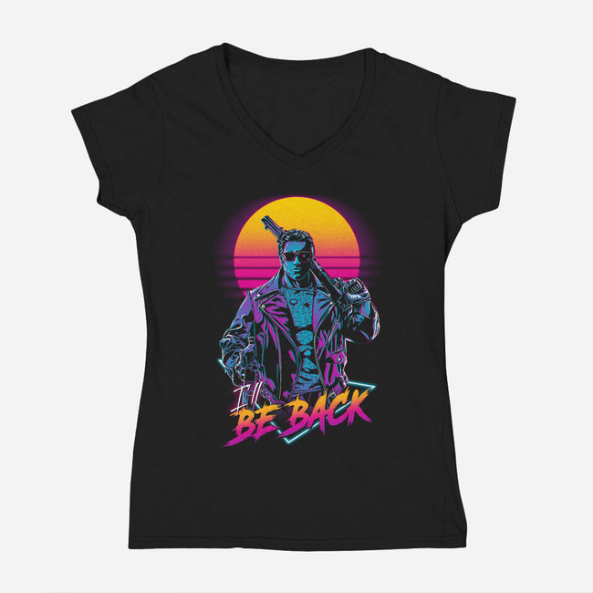 He'll Be Back-womens v-neck tee-ddjvigo