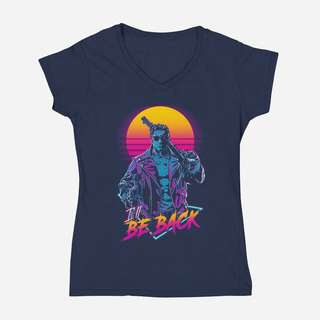 He'll Be Back-womens v-neck tee-ddjvigo