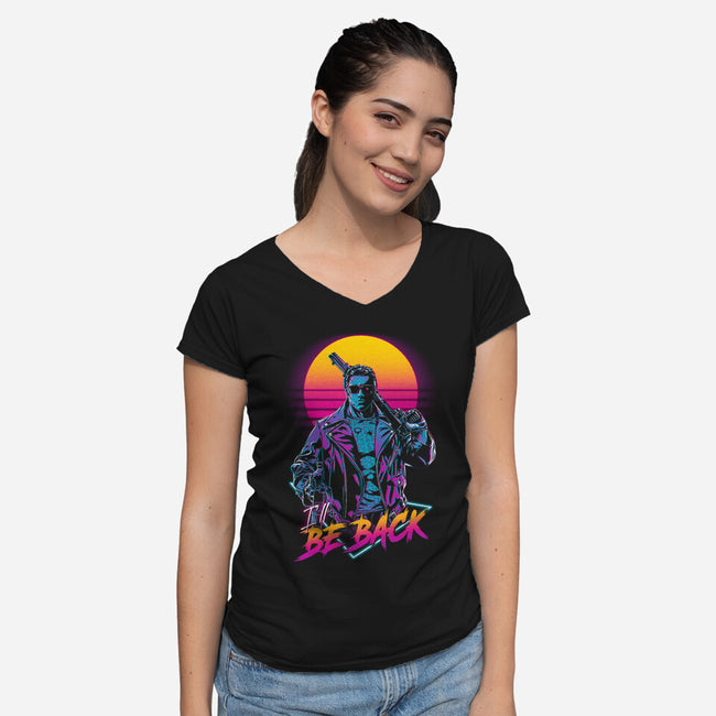 He'll Be Back-womens v-neck tee-ddjvigo