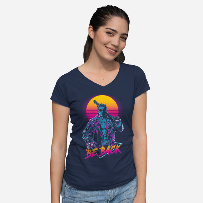 He'll Be Back-womens v-neck tee-ddjvigo
