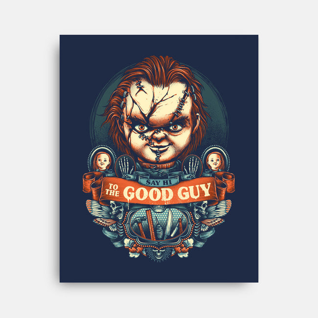 Say Hi To The Good Guy-none stretched canvas-glitchygorilla
