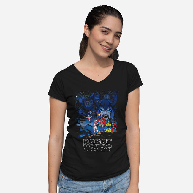 Robot Wars-womens v-neck tee-dalethesk8er