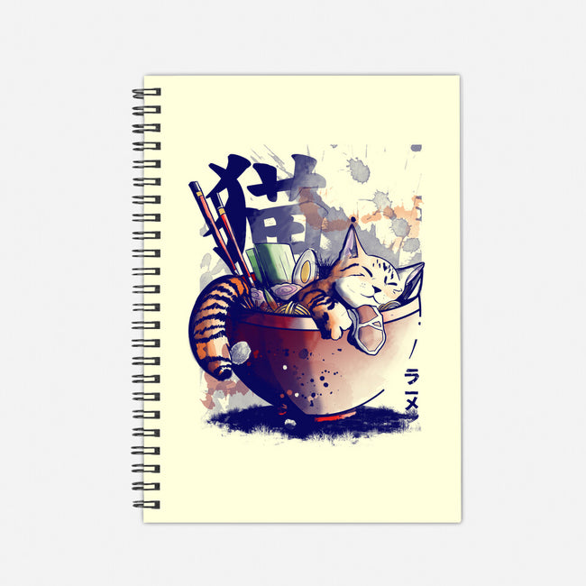 Cat Sleeping Ramen-none dot grid notebook-fanfabio