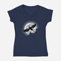Moonlight Dragon Rider-womens v-neck tee-fanfreak1