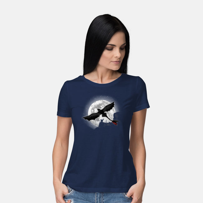 Moonlight Dragon Rider-womens basic tee-fanfreak1