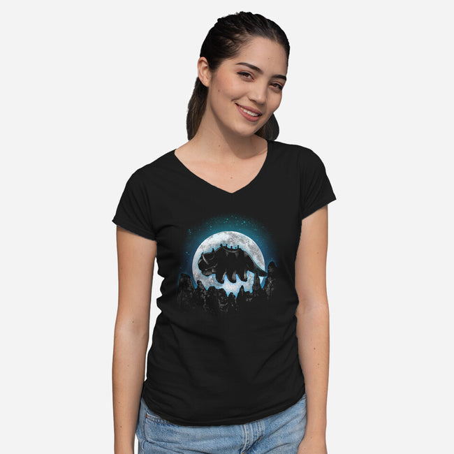 Moonlight Bison-womens v-neck tee-fanfreak1