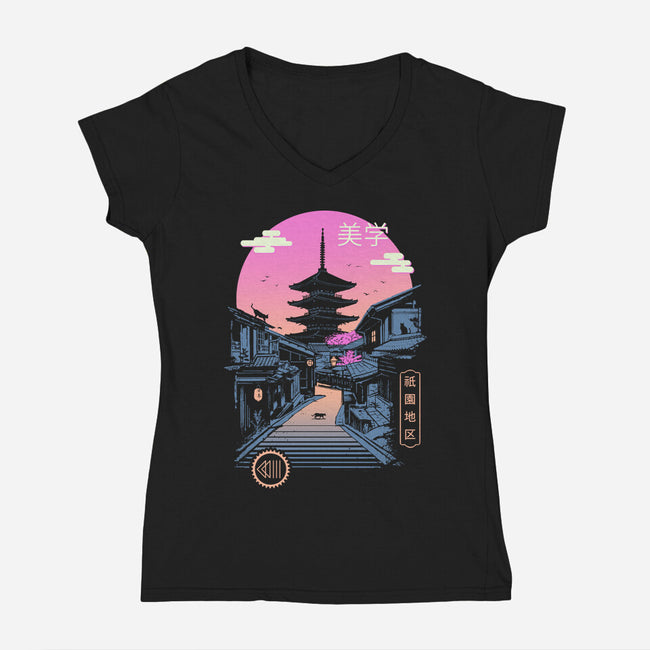 Pagoda Wave Aesthetics-womens v-neck tee-vp021