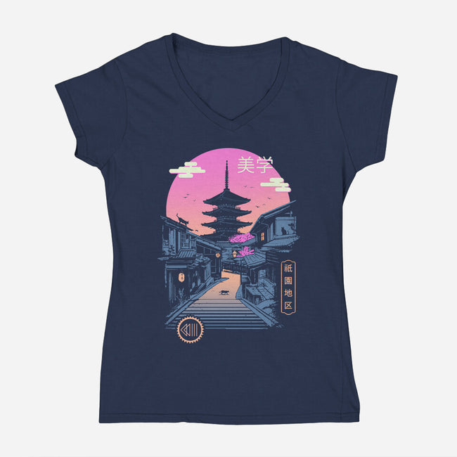Pagoda Wave Aesthetics-womens v-neck tee-vp021