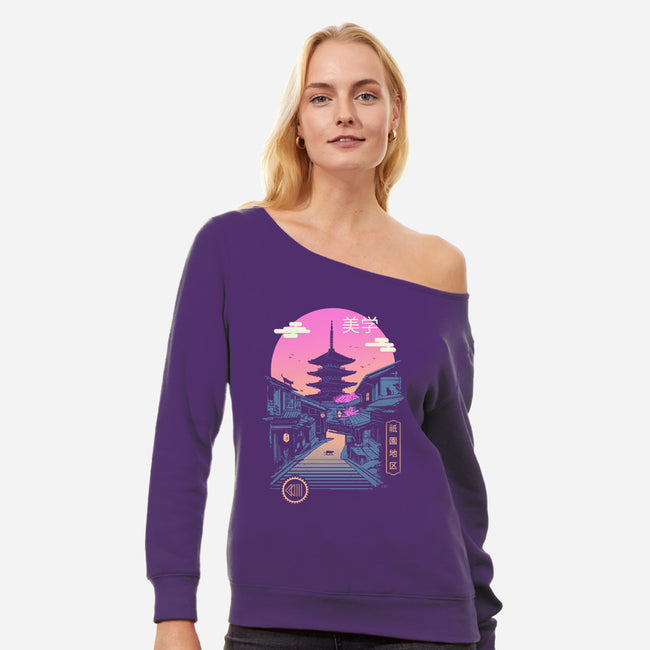 Pagoda Wave Aesthetics-womens off shoulder sweatshirt-vp021