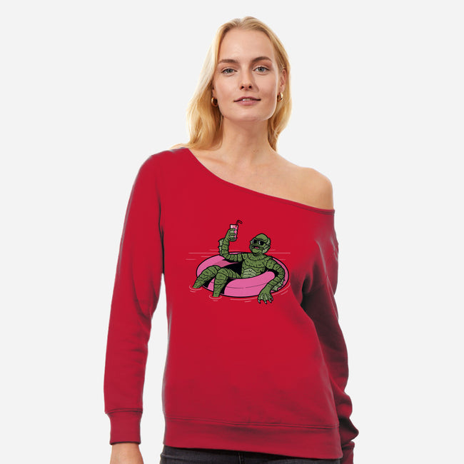 Black Lagoon Vibes-womens off shoulder sweatshirt-jasesa