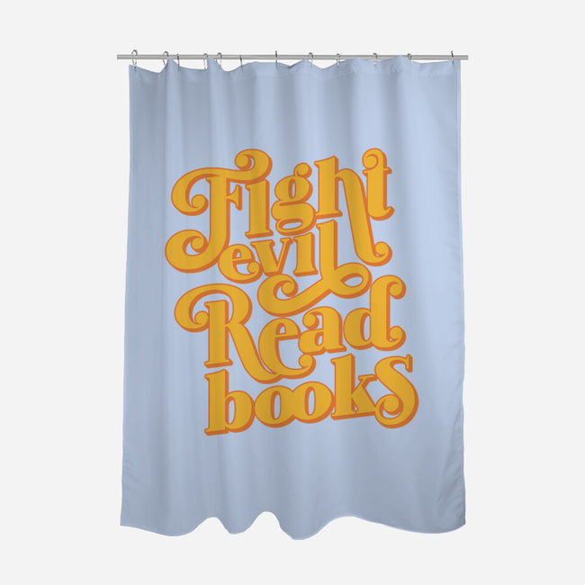 Fight Evil, Read Books-none polyester shower curtain-Agu Luque