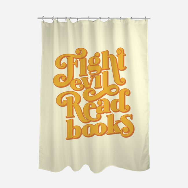 Fight Evil, Read Books-none polyester shower curtain-Agu Luque