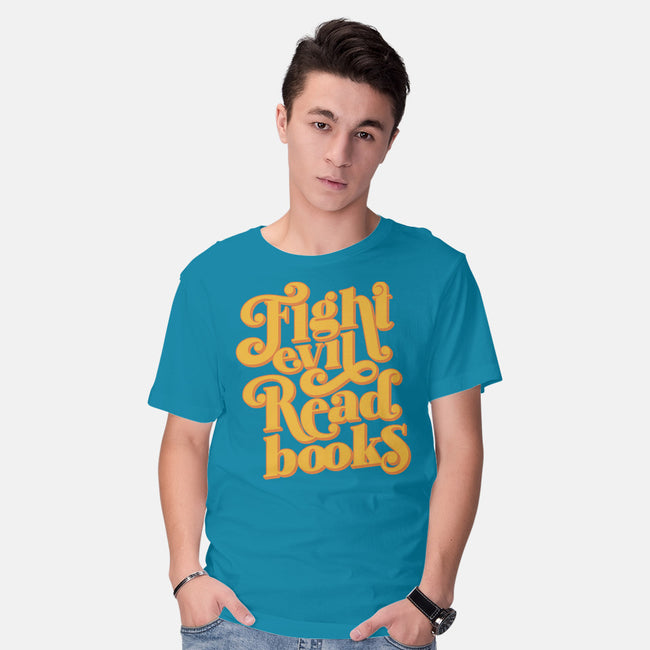 Fight Evil, Read Books-mens basic tee-Agu Luque