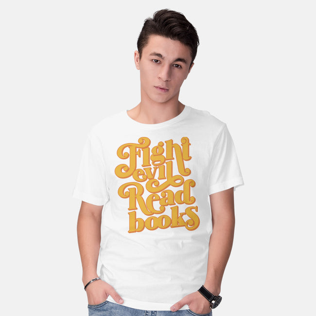 Fight Evil, Read Books-mens basic tee-Agu Luque