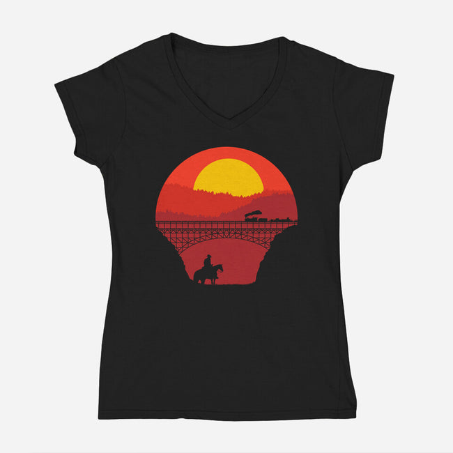 Wild West-womens v-neck tee-Astoumix