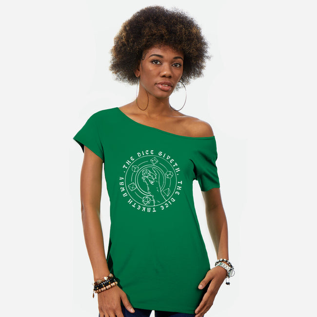 The Dice Giveth-womens off shoulder tee-ShirtGoblin