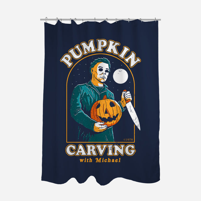 Carving With Michael-none polyester shower curtain-DinoMike