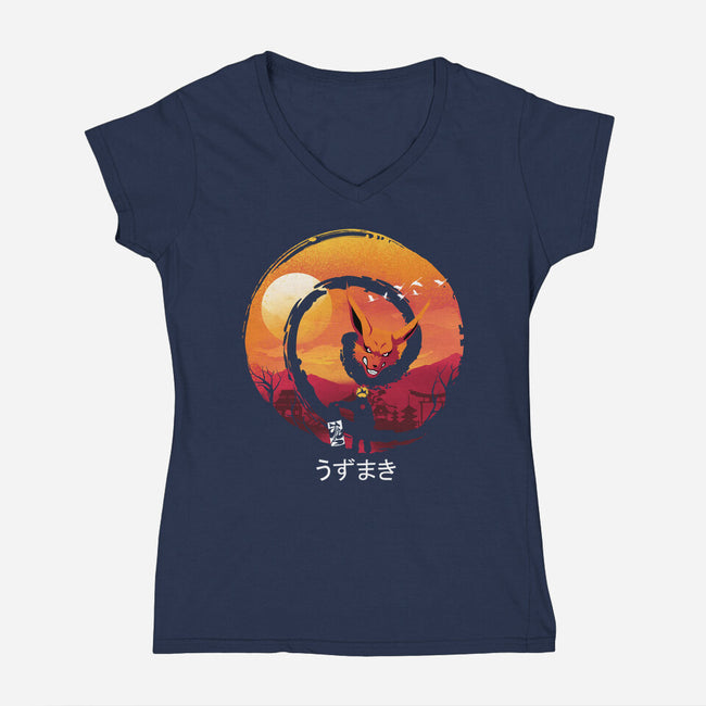 Uzumaki Night-womens v-neck tee-dandingeroz