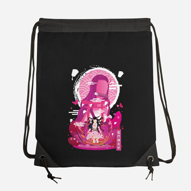 Nezuko Negative Space-none drawstring bag-SwensonaDesigns