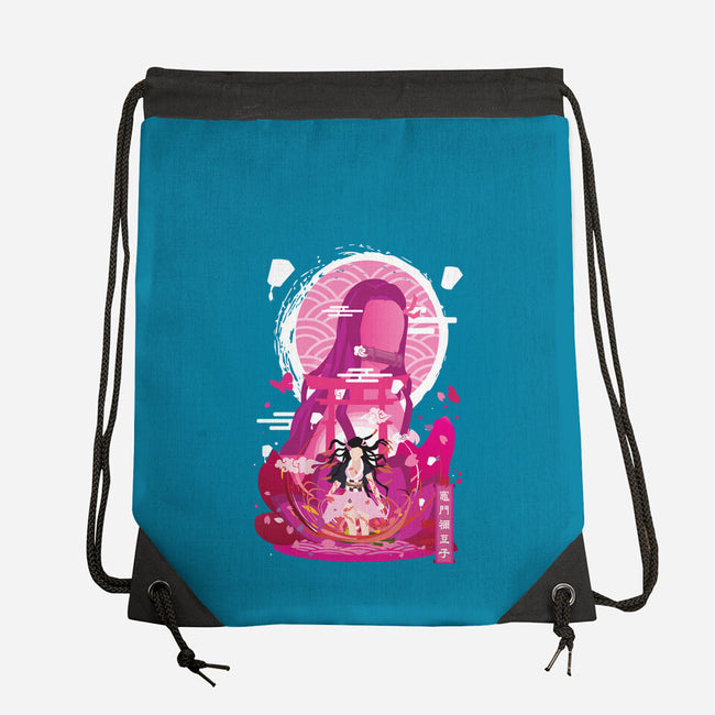 Nezuko Negative Space-none drawstring bag-SwensonaDesigns