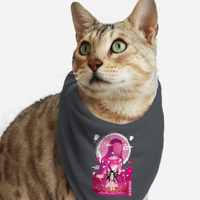 Nezuko Negative Space-cat bandana pet collar-SwensonaDesigns