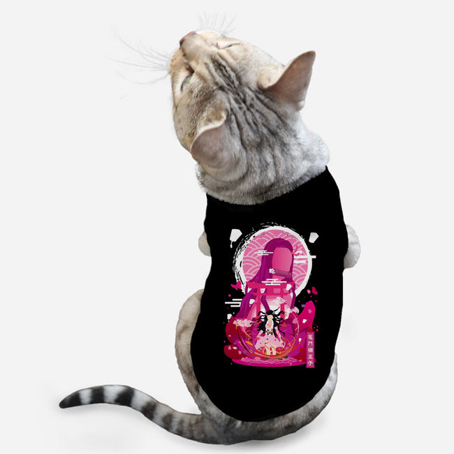 Nezuko Negative Space-cat basic pet tank-SwensonaDesigns