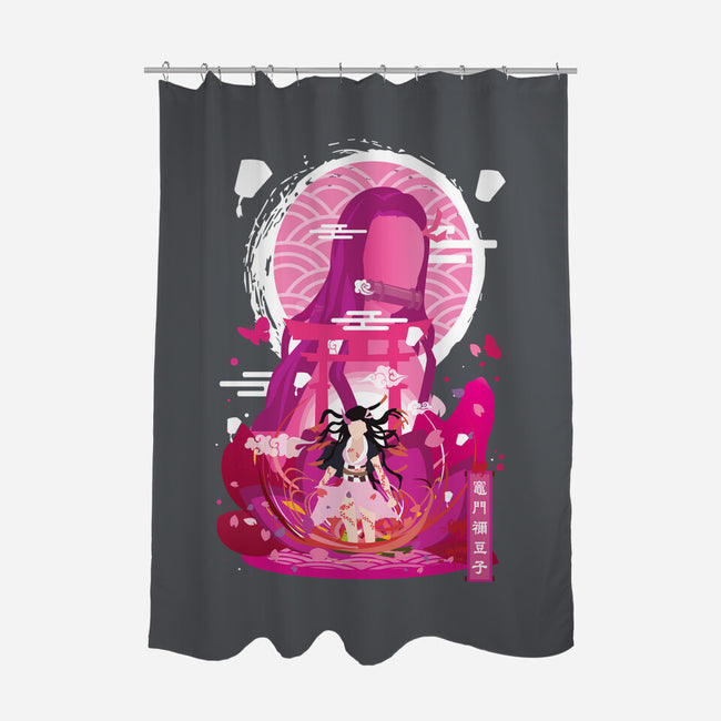 Nezuko Negative Space-none polyester shower curtain-SwensonaDesigns