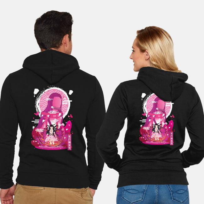 Nezuko Negative Space-unisex zip-up sweatshirt-SwensonaDesigns