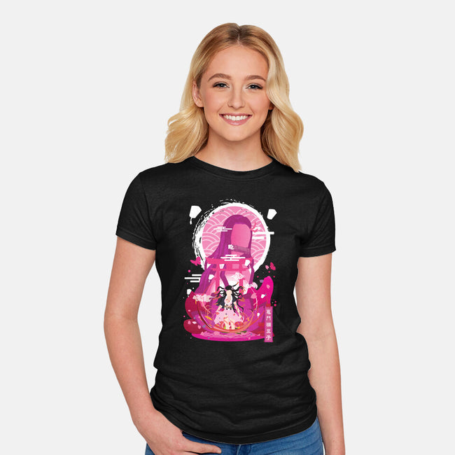Nezuko Negative Space-womens fitted tee-SwensonaDesigns