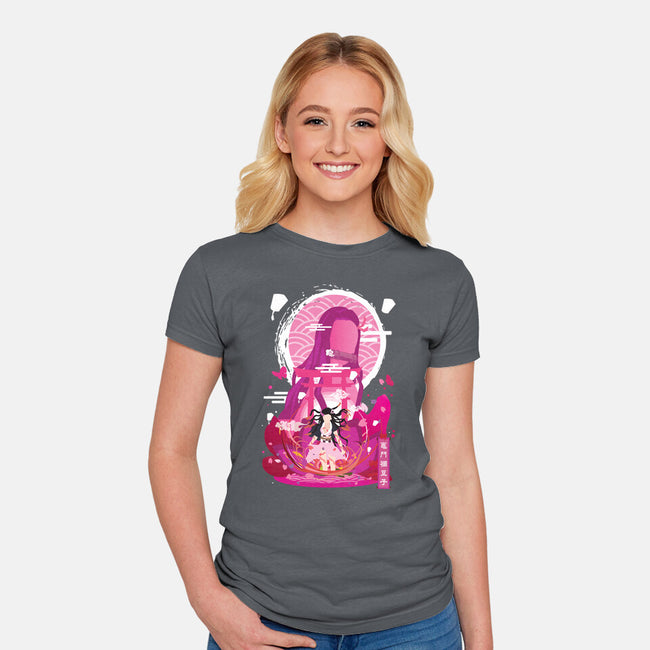 Nezuko Negative Space-womens fitted tee-SwensonaDesigns