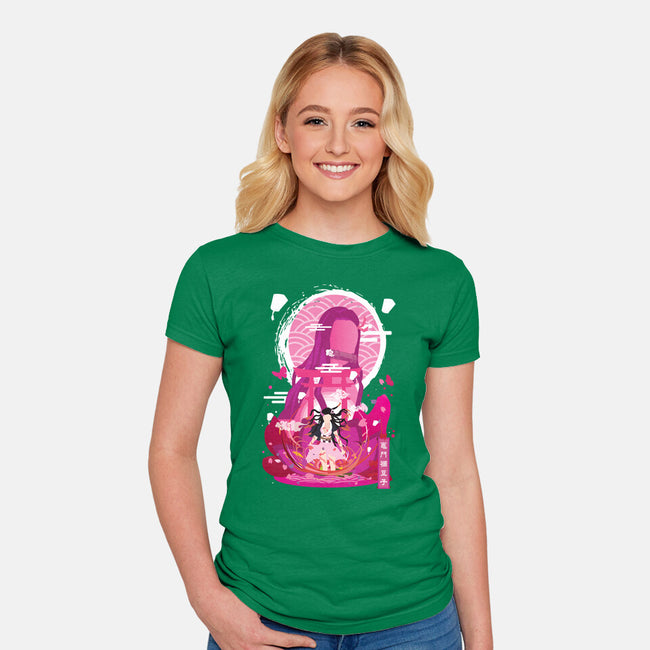 Nezuko Negative Space-womens fitted tee-SwensonaDesigns