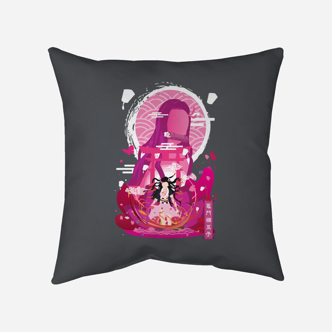 Nezuko Negative Space-none non-removable cover w insert throw pillow-SwensonaDesigns